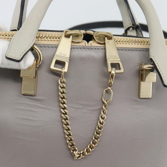 Chloe Hand Bag Leather 2way Gray Gold Auth bs36618A
