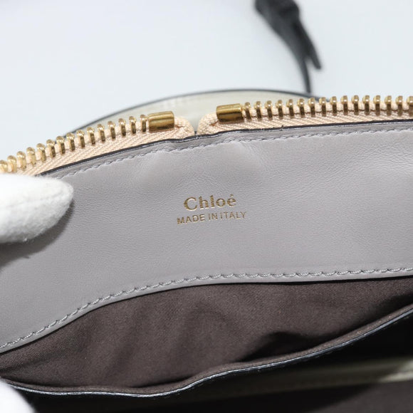 Chloe Hand Bag Leather 2way Gray Gold Auth bs36618A