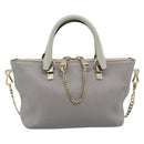 Chloe Hand Bag Leather 2way Gray Gold Auth bs36618A-13