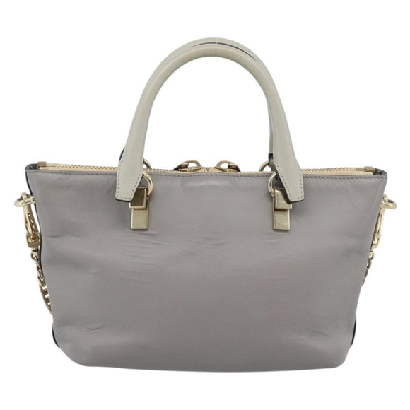 Chloe Hand Bag Leather 2way Gray Gold Auth bs36618A