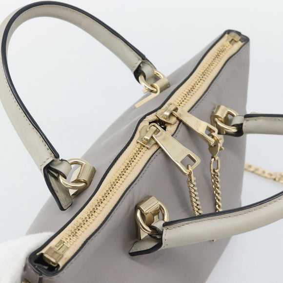 Chloe Hand Bag Leather 2way Gray Gold Auth bs36618A