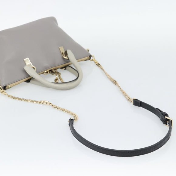 Chloe Hand Bag Leather 2way Gray Gold Auth bs36618A