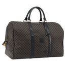 CELINE Macadam Canvas Boston Bag PVC Leather Black Gold Auth bs36619A-1