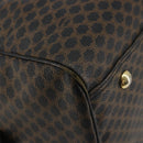 CELINE Macadam Canvas Boston Bag PVC Leather Black Gold Auth bs36619A-14