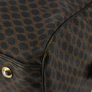 CELINE Macadam Canvas Boston Bag PVC Leather Black Gold Auth bs36619A-15