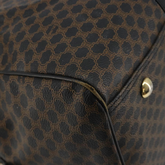 CELINE Macadam Canvas Boston Bag PVC Leather Black Gold Auth bs36619A
