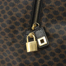 CELINE Macadam Canvas Boston Bag PVC Leather Black Gold Auth bs36619A-18