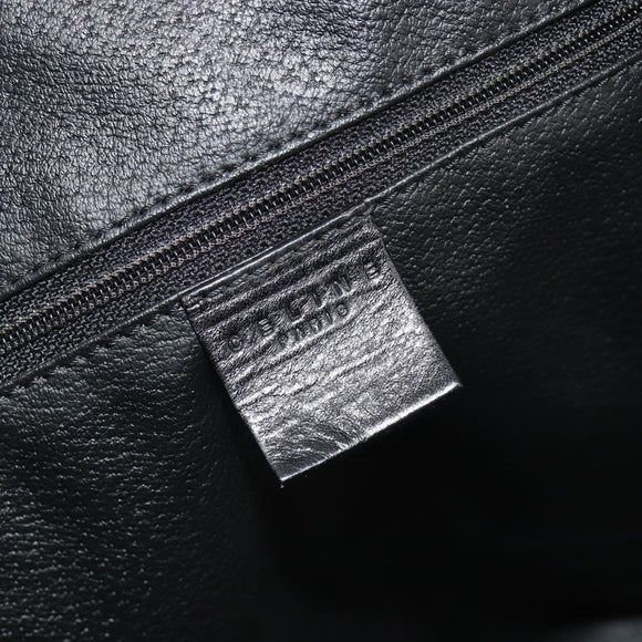 CELINE Macadam Canvas Boston Bag PVC Leather Black Gold Auth bs36619A