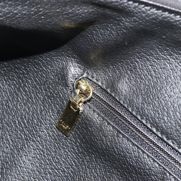 CELINE Macadam Canvas Boston Bag PVC Leather Black Gold Auth bs36619A