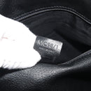 CELINE Macadam Canvas Boston Bag PVC Leather Black Gold Auth bs36619A-12