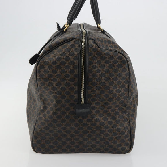CELINE Macadam Canvas Boston Bag PVC Leather Black Gold Auth bs36619A