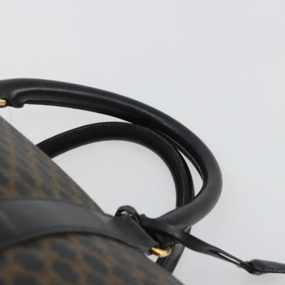 CELINE Macadam Canvas Boston Bag PVC Leather Black Gold Auth bs36619A