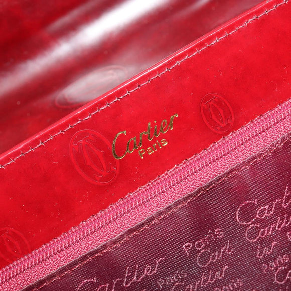 CARTIER Happy Birthday Hand Bag Patent leather Red Auth bs36621