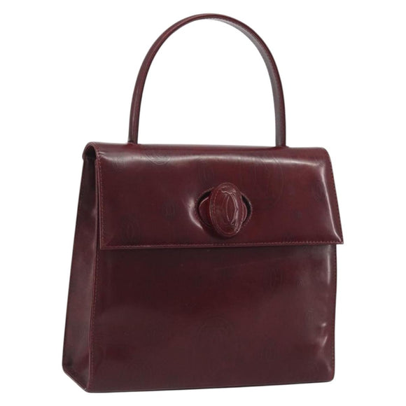 CARTIER Happy Birthday Hand Bag Patent leather Red Auth bs36621