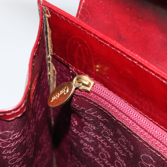 CARTIER Happy Birthday Hand Bag Patent leather Red Auth bs36621
