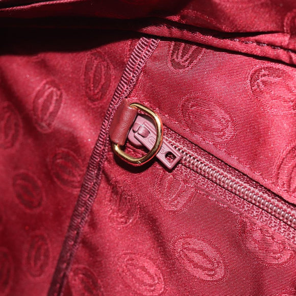 CARTIER Must Line Hand Bag Leather Bordeaux Gold Auth bs36622A