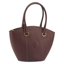 CARTIER Must Line Hand Bag Leather Bordeaux Gold Auth bs36622A-1