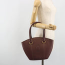 CARTIER Must Line Hand Bag Leather Bordeaux Gold Auth bs36622A-22