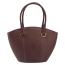 CARTIER Must Line Hand Bag Leather Bordeaux Gold Auth bs36622A-2