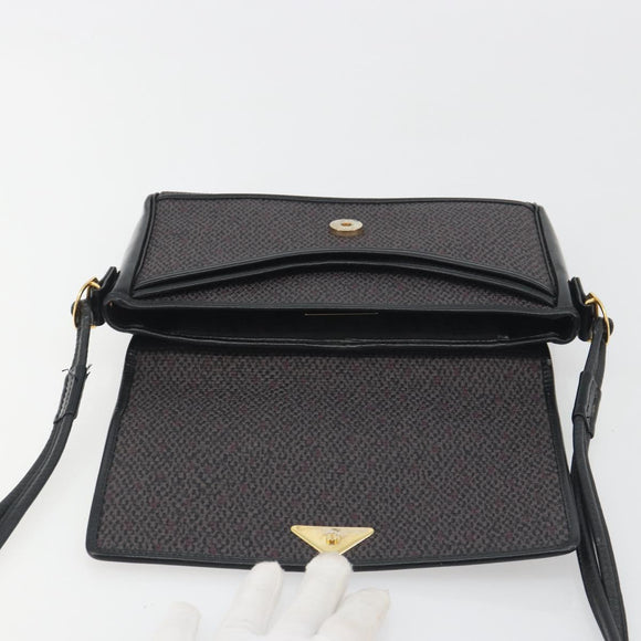 SAINT LAURENT Shoulder Bag PVC Canvas Black Gold Auth bs36624