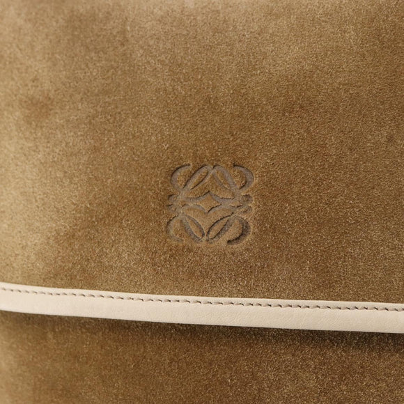 LOEWE Shoulder Bag Suede Brown Gold Auth bs36625