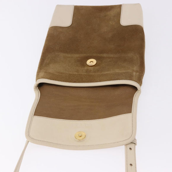 LOEWE Shoulder Bag Suede Brown Gold Auth bs36625