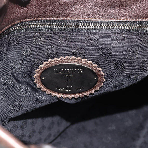 LOEWE Tote Bag Leather Bronze Auth bs36630