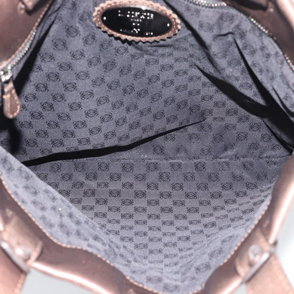 LOEWE Tote Bag Leather Bronze Auth bs36630
