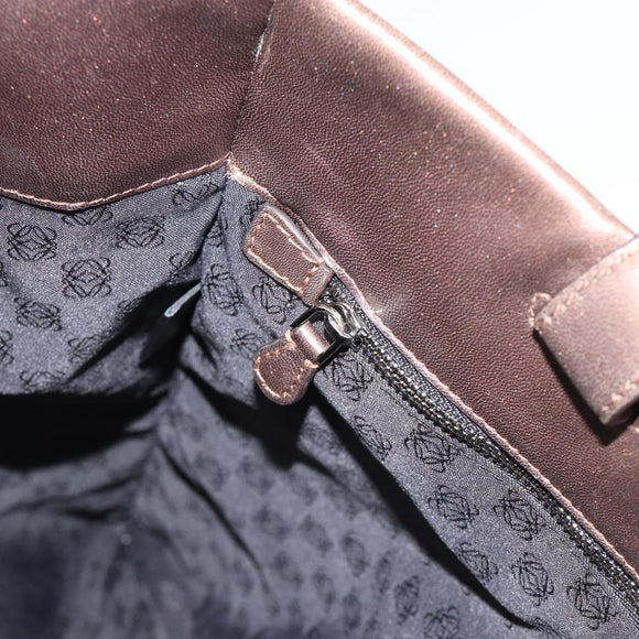 LOEWE Tote Bag Leather Bronze Auth bs36630
