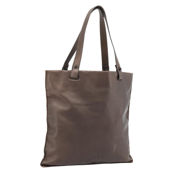 LOEWE Tote Bag Leather Bronze Auth bs36630