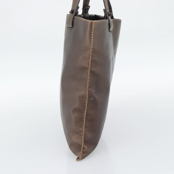 LOEWE Tote Bag Leather Bronze Auth bs36630