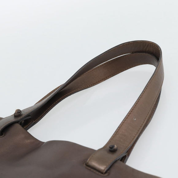 LOEWE Tote Bag Leather Bronze Auth bs36630
