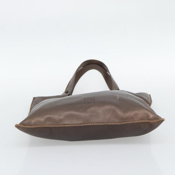 LOEWE Tote Bag Leather Bronze Auth bs36630