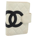 CHANEL Cambon Line Day Planner Cover Leather Black Silver CC Auth bs36631-1