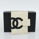 CHANEL Cambon Line Day Planner Cover Leather Black Silver CC Auth bs36631-12