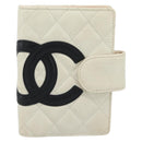 CHANEL Cambon Line Day Planner Cover Leather Black Silver CC Auth bs36631-13