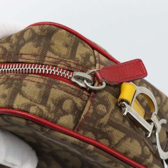 Christian Dior Trotter Canvas Rasta Color Bag PVC Brown Silver Auth bs36632