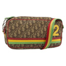 Christian Dior Trotter Canvas Rasta Color Bag PVC Brown Silver Auth bs36632-1