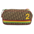 Christian Dior Trotter Canvas Rasta Color Bag PVC Brown Silver Auth bs36632-2