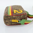 Christian Dior Trotter Canvas Rasta Color Bag PVC Brown Silver Auth bs36632-5