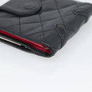 CHANEL Matelasse Cambon Line Wallet Lamb Skin Black CC Auth bs36633-15