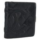 CHANEL Matelasse Cambon Line Wallet Lamb Skin Black CC Auth bs36633-1