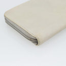 CHANEL Long Wallet Leather Ivory Silver CC Auth bs36634-16