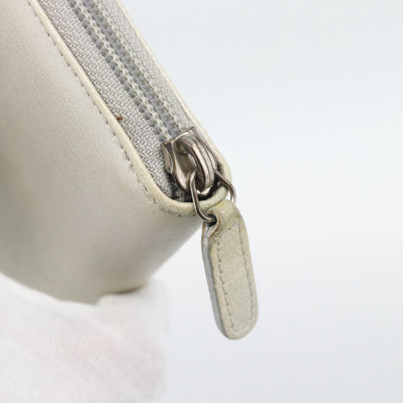 CHANEL Long Wallet Leather Ivory Silver CC Auth bs36634