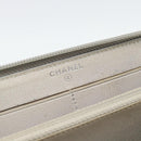 CHANEL Long Wallet Leather Ivory Silver CC Auth bs36634-17