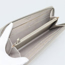 CHANEL Long Wallet Leather Ivory Silver CC Auth bs36634-10