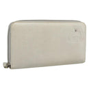 CHANEL Long Wallet Leather Ivory Silver CC Auth bs36634-1