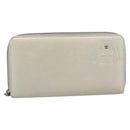 CHANEL Long Wallet Leather Ivory Silver CC Auth bs36634-13