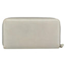 CHANEL Long Wallet Leather Ivory Silver CC Auth bs36634-2