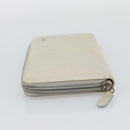 CHANEL Long Wallet Leather Ivory Silver CC Auth bs36634-3